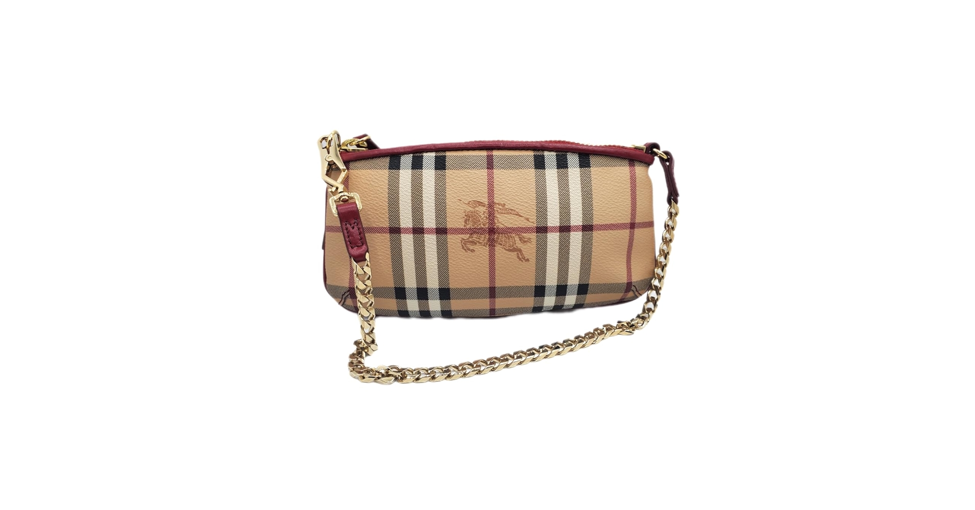 burberry バッグ Burberry Haymarket Nova Check Clara Leather Wristlet: Handbags